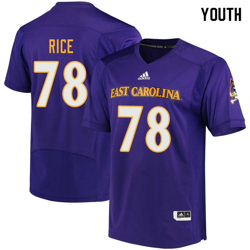 Youth #78 Messiah Rice East Carolina Pirates College Football Jerseys Sale-Purple